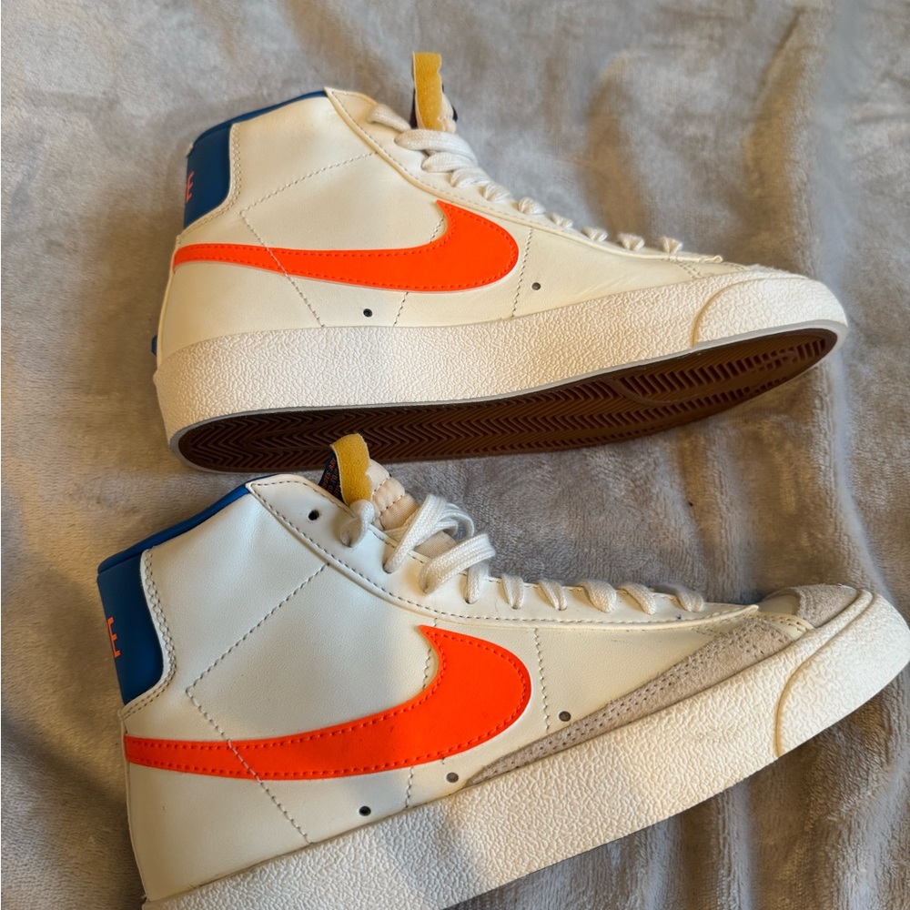 Nike blazer high tops white with orange swoop